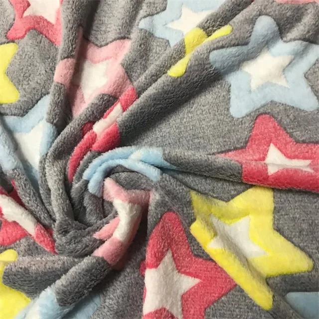 
Women Fashion Clothes Fabric 100% Polyester Micro Coral Fleece Print Fabric 