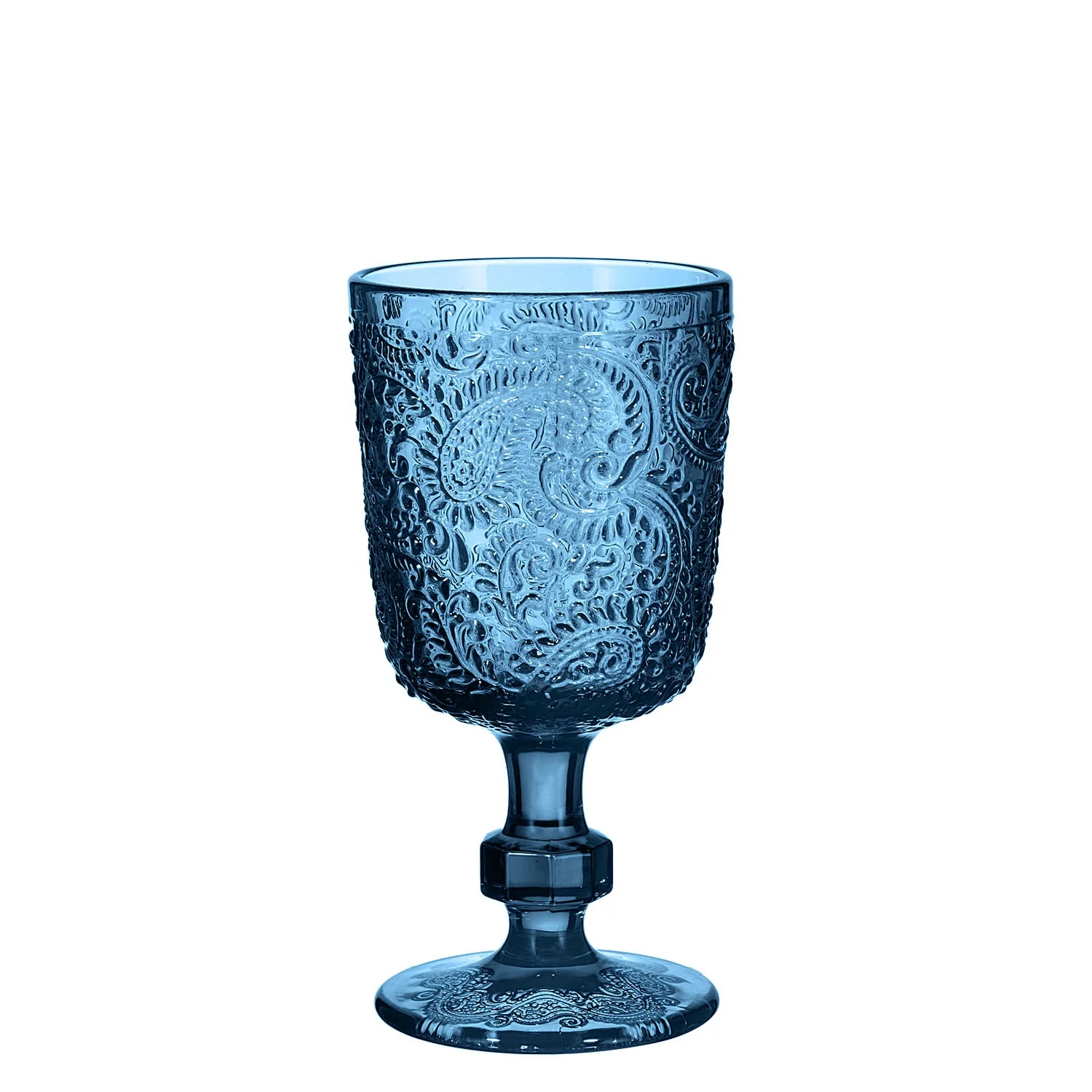 Samyo Modern Nordic Pressed Event Glass Cups Creative Embossed Wholesale Vintage Colourful Water Goblet Glasses