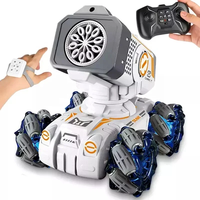 2.4GHz Electric Gesture RC Drifting Stunt 360 Degree Rotating 2 in 1 Rotate 12 Bubble Holes Blow Remote Control Bubbles Car Toys