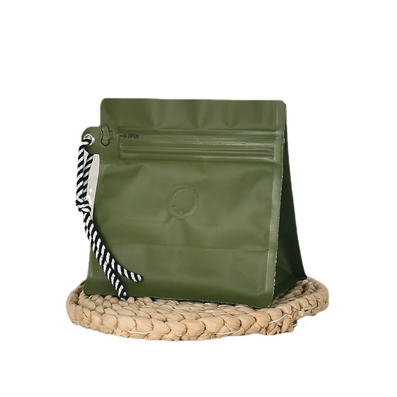custom logo coffee beans plastic zipper bag with valve ,flat bottom aluminum coffee bean bags