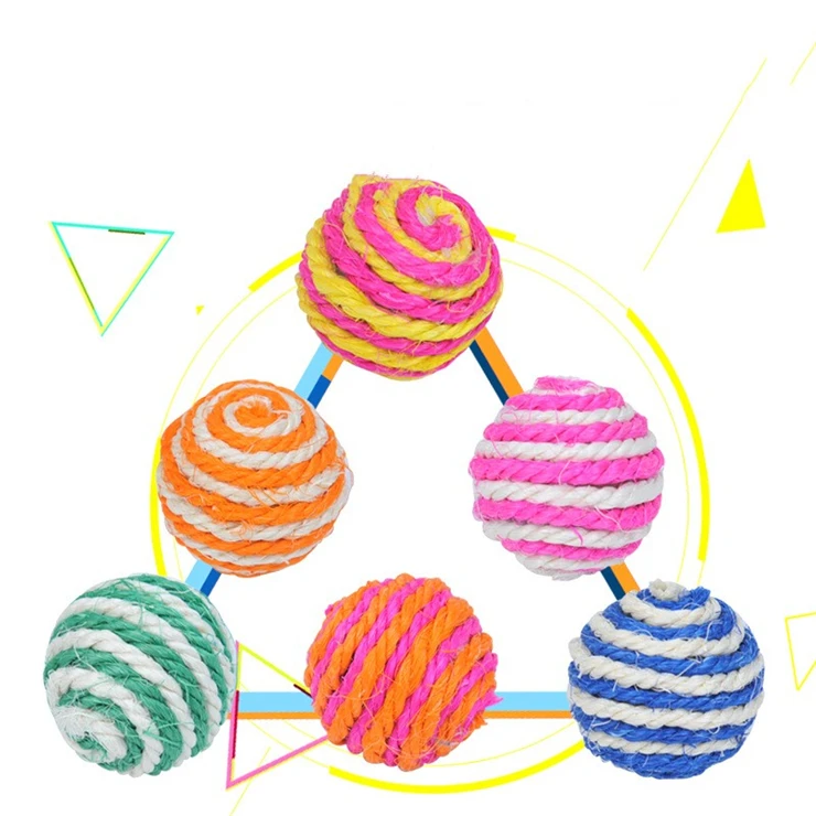 New Pet Dog Cat Kitten Teaser Playing Chew Rattling Scratch Toy Sisal Rope Ball