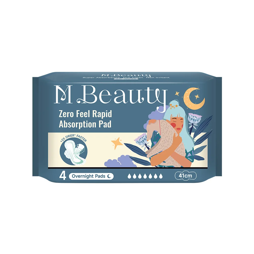 M Beauty zero Feel Ropid Absorption Overnight 410mm Lady Sanitary Pads Napkin for Personal Hygiene Products