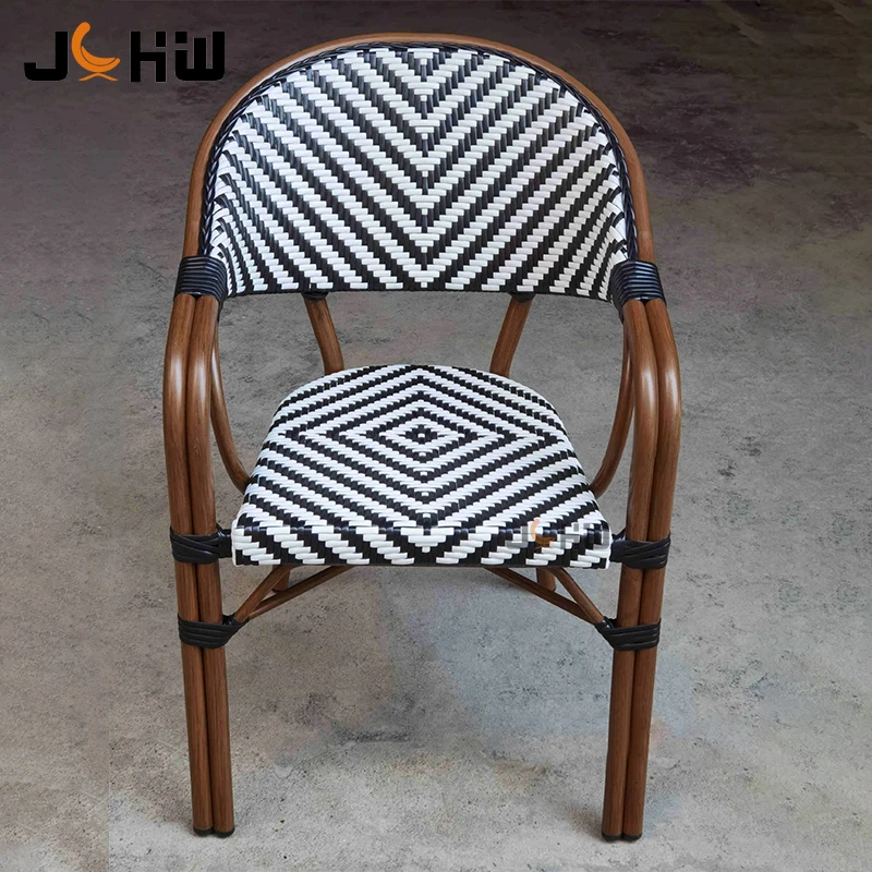 Hot Sales French Stacked Rattan Chairs Outdoor Garden Bistro Restaurant Dining Chair Manufacturer