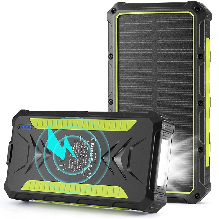 Waterproof portable  solar charging power bank charger 20000 mAh Dual USB Travel Portable Solar Mobile Phone