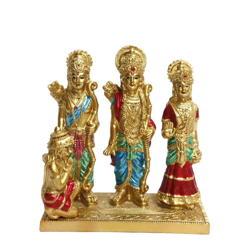 polyresin decoration Religious Items Indian Mandir Diwali Decor Buddha Sculpture Hindu Gods Idol Resin Ram Laxman Sita Figurine