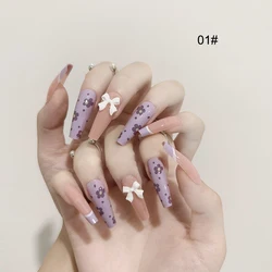 Free Sample 24 Pcs French Nail Stickers False Nails Solid Press On Nail Wraps OEM