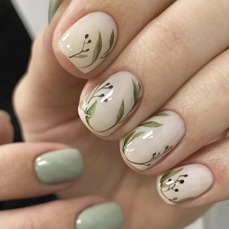 Ins Hot 24pcs/set Short Square Nails Tips Private Label Artificial False Nails For Girls Press On Nails With Glue