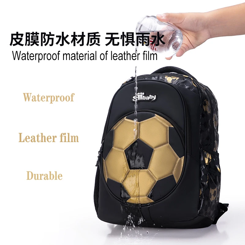 Boys Girls Kids Football Schoolbag 1-3 Grade Football Backpack Big Capacity Waterproof Boy Children Primary School Students