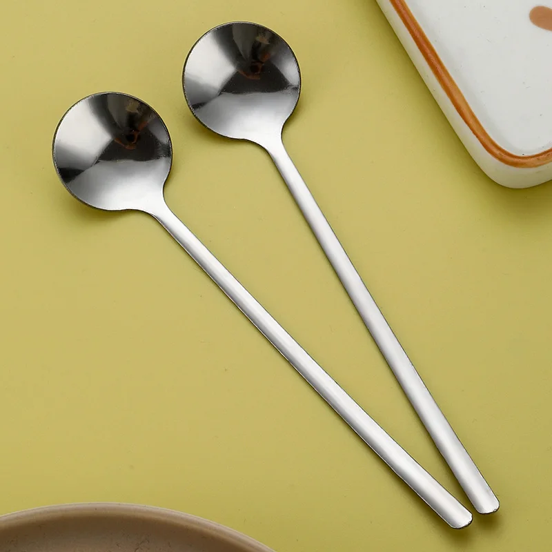 GEMEI Creative Small Round Chocolate Coffee Tea Desserts Spoon Multifunctional Spoon Stainless Steel Sliver Spoon