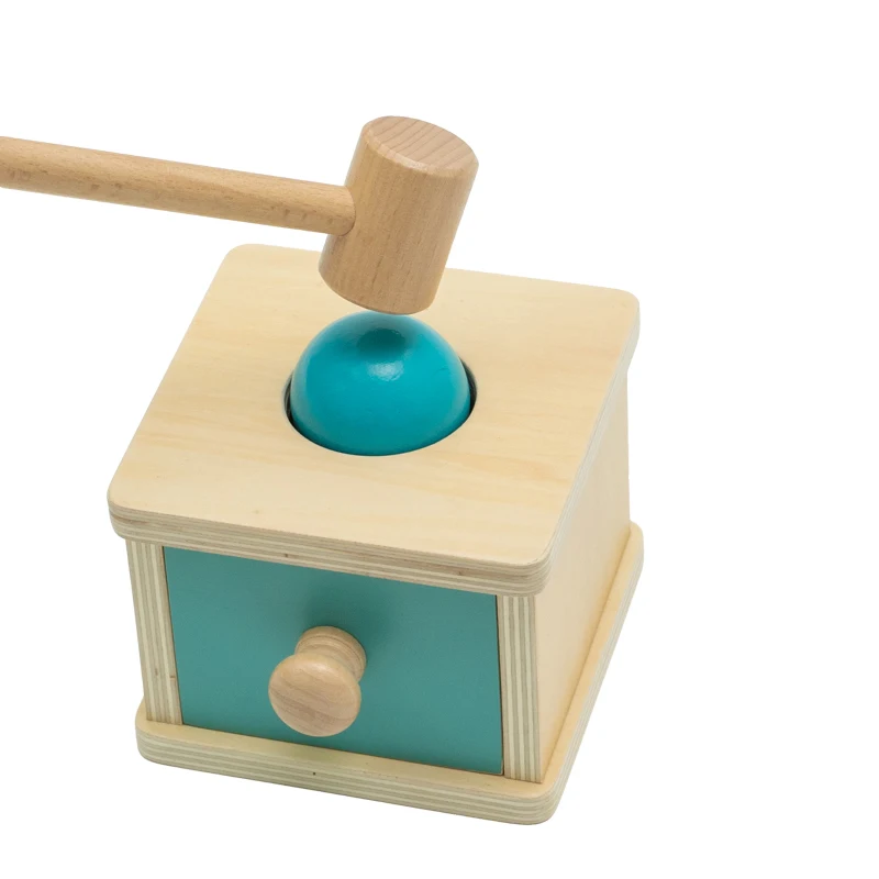 Wood toys for kids montessori Punch & Drop Object Permanence Box with Drawer care w/ Ball, GREAT FUN FOR CHILDREN