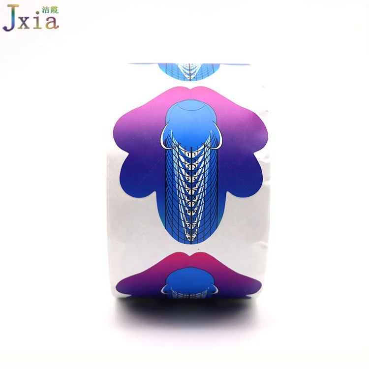 Jiexia Custom Logo Manicure Acrylic Extension Sticker UV Building Stencil 157g Paper Matt Color Nail Form