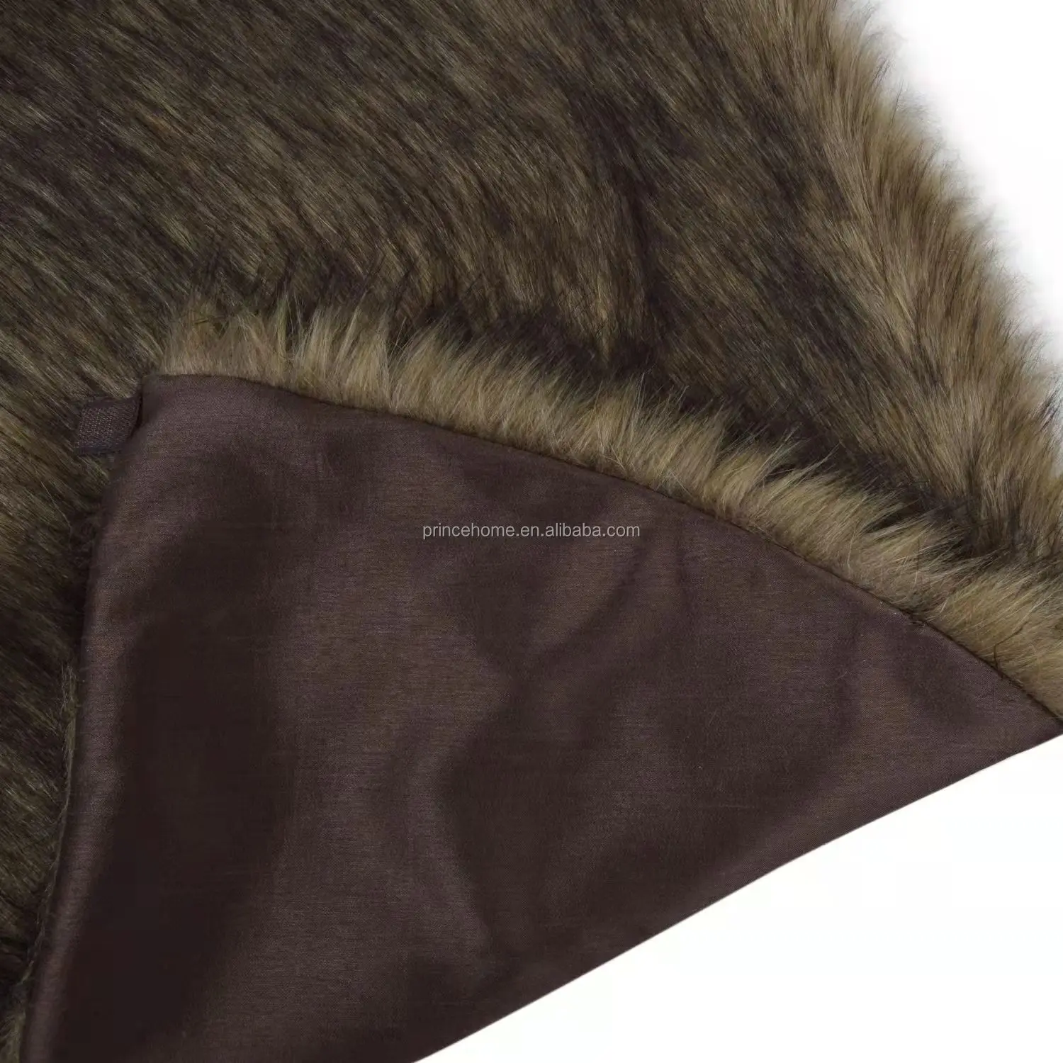 48'  faux fur Christmas tree skirt with back upscale slub fabric Christmas ornament