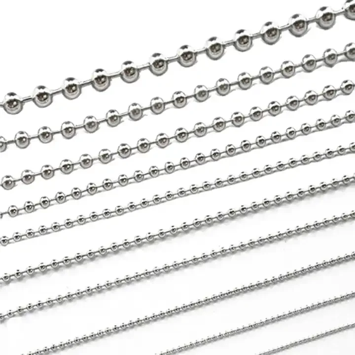 Low MOQ Polished Stainless Steel Dog Tag Roller Blind Metal Ball Chain For Necklace Bracelet
