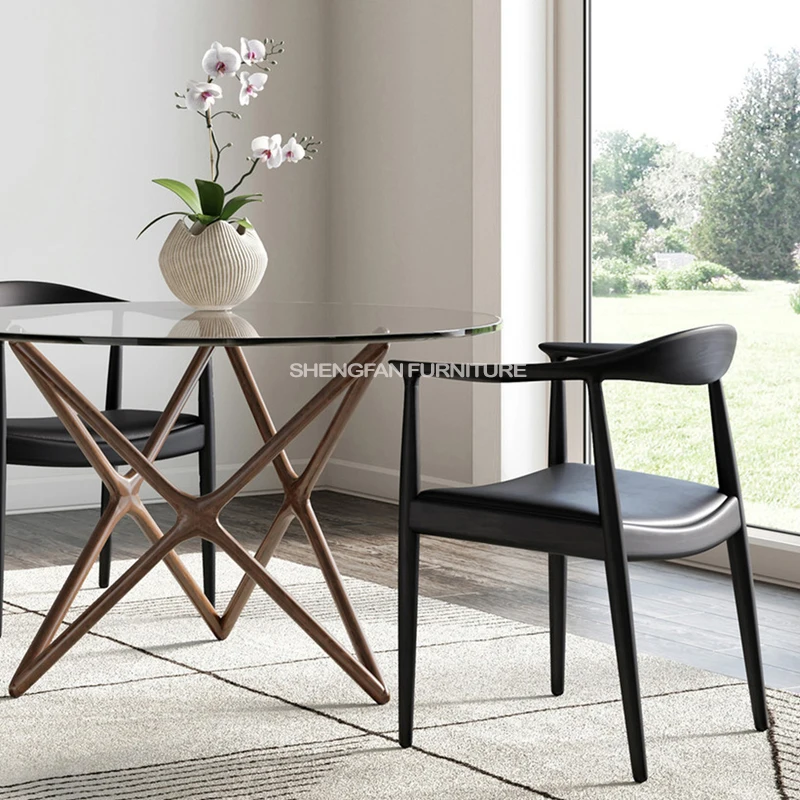 High Quality South American Vintage All Solid Wood Kennedy Armchair Wooden Dining Chairs With Upholstered Seats