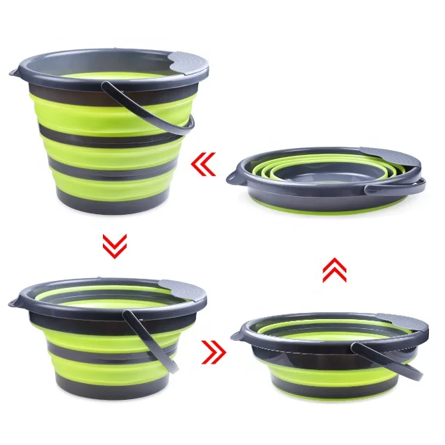 Multi-function 3 Gallon Collapsible Pail Bucket with Filter for Hiking Camping Foldable Water Bucket