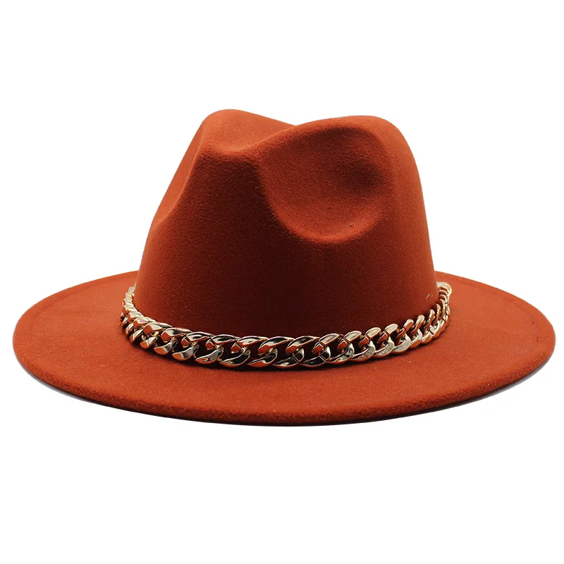 
new design fedora hat with 2.5cm width chain handmade 