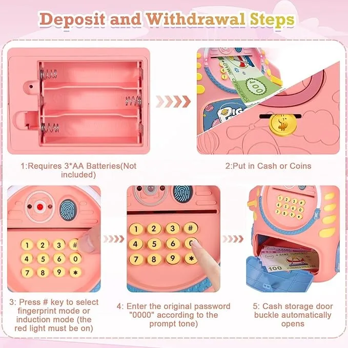 Electronic Piggy Bank for Kids With Password Protection Intelligent Analog Induction Airplane Cash Coin Toy