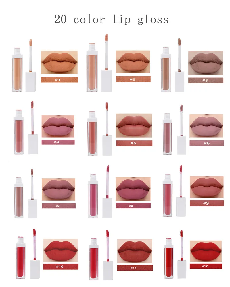 Custom Logo Matte Lip Glaze Liquid Lipstick Multi-colored Lip Gloss Moisturizing Waterproof Long Lasting Lip Glaze