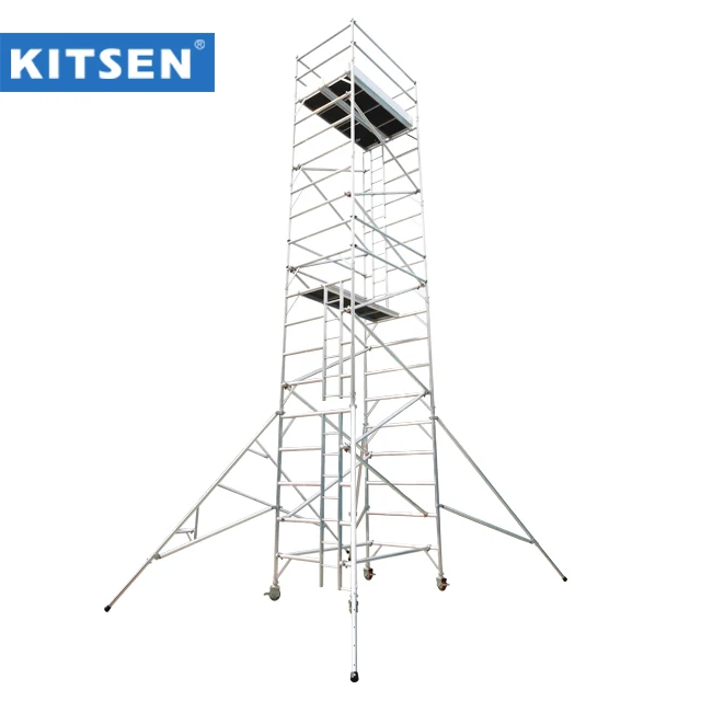 KITSEN EN1004  TUV Certified 3 meters to 14 meters Mobile Aluminum Tower Scaffold