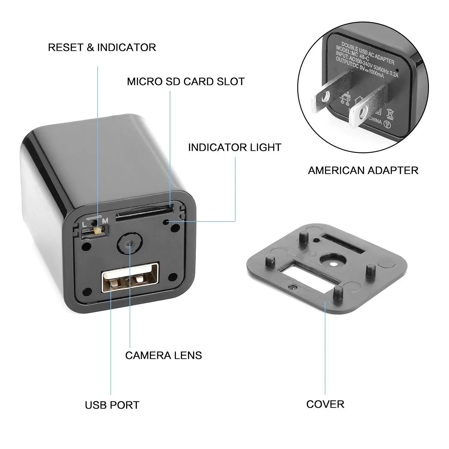  128g Full HD 1080p Домашняя безопасность беспроводная скрытая камера Usb настенное зарядное устройство