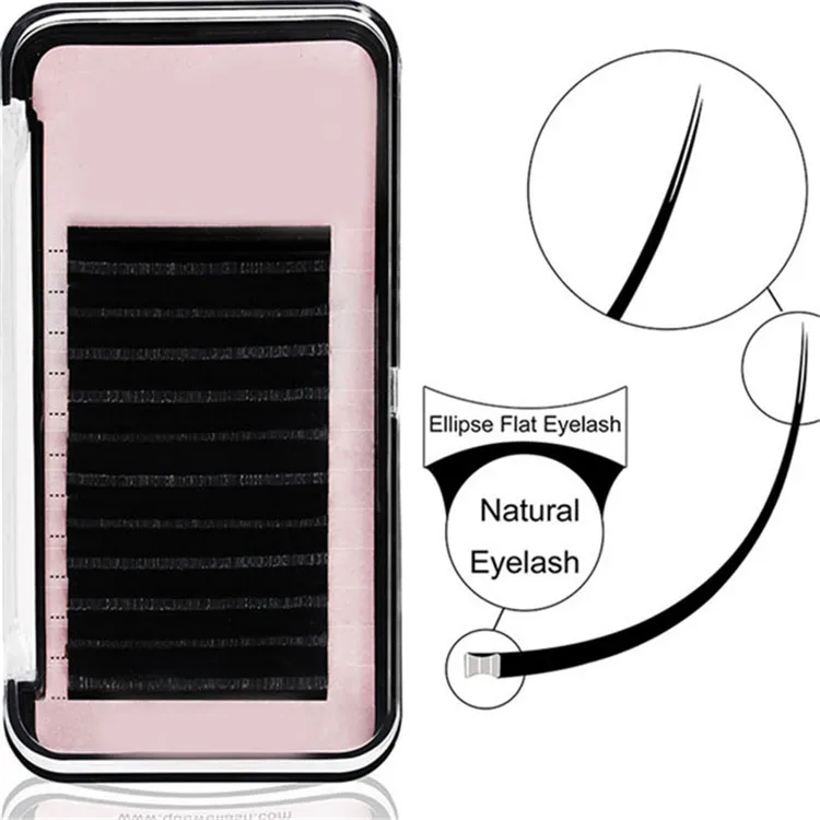 
2020 Private Label Mink 0.07mm False Lashes Extension Individual Cashmere Ellipse Flat Eyelash Extensions Supplies 