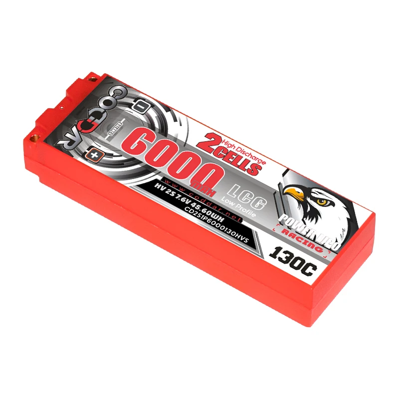 CODDAR 2S 6000MAH HV 7.6V 130C 5mm Bullet Hard Case Ultra LCG 22.5mm Thickness RC LiPo Battery for 1/10 RC Car