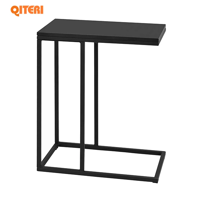 Simple double-layer small objects end table, Snack Side Table, C Shaped End Table for Sofa Couch and Bed