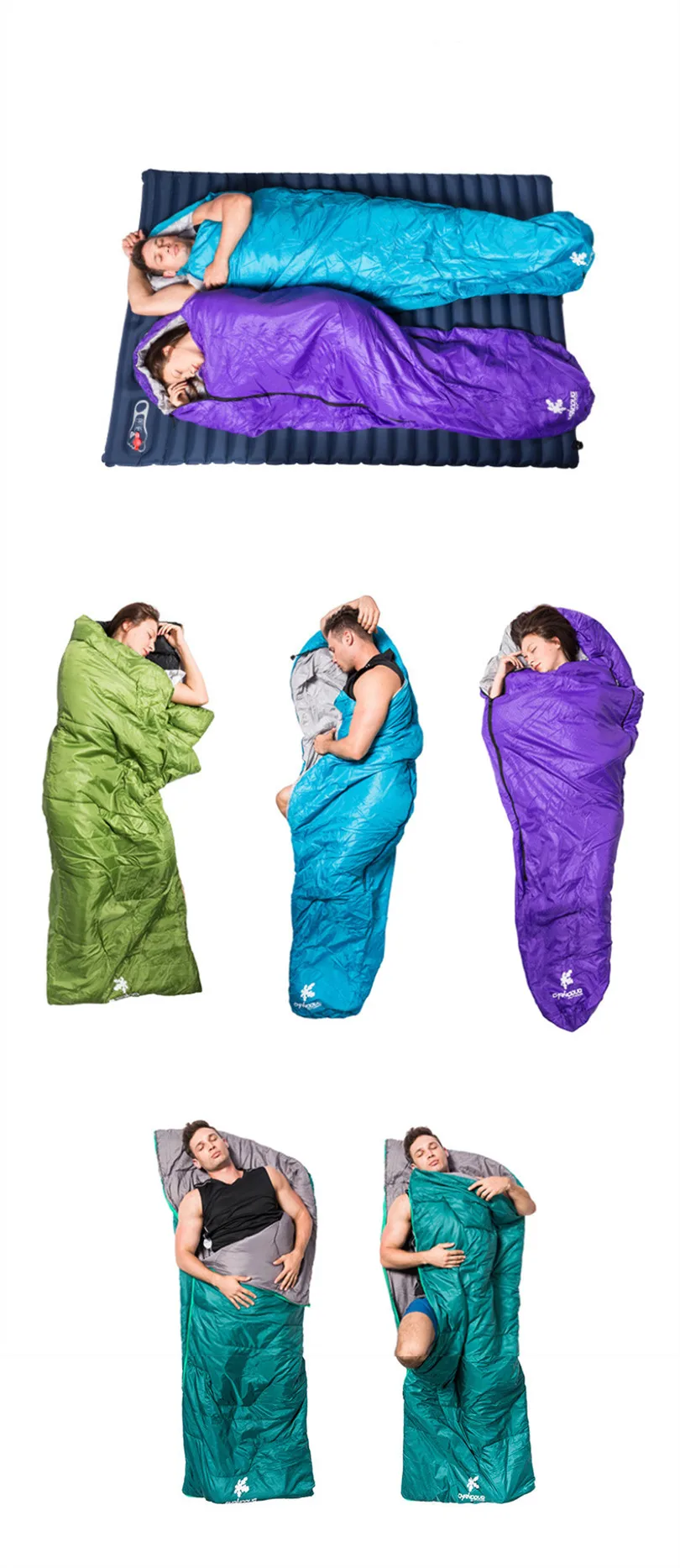 Outdoor Adult Camping Winter Thickened Cold Proof And Warm Adult Goose Down Sleeping Bag hiking Single silk Sleeping Bag