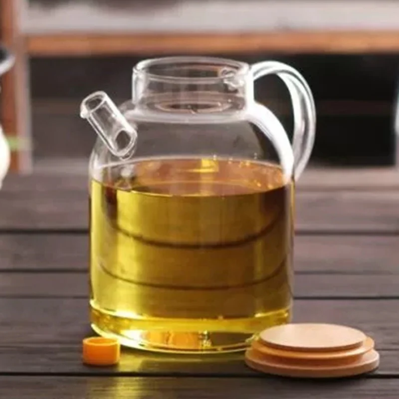 Custom Hand Blown Kitchen Handmade Clear Large Capacity High Borosilicate Glass Oil Bottle