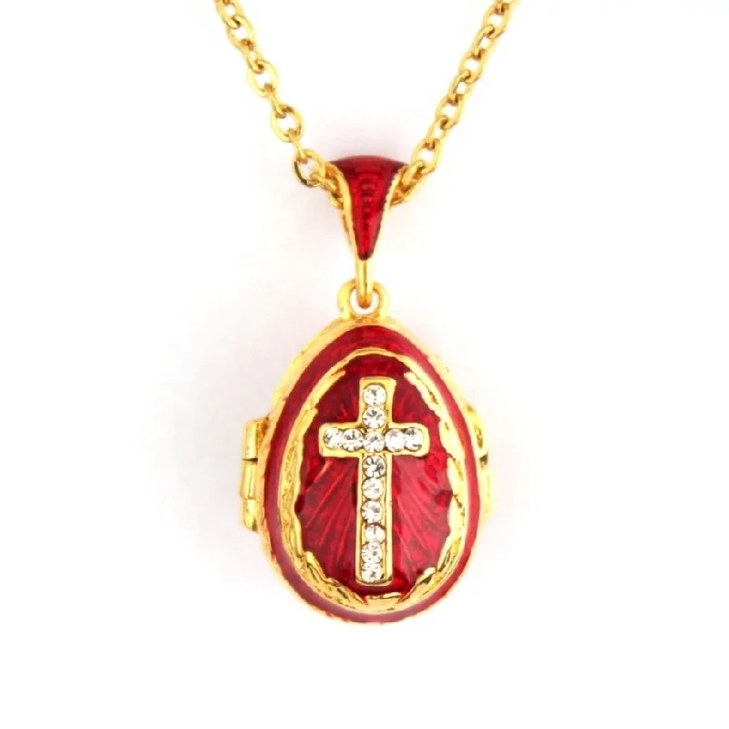 Enamel Egg Shape cross  Pendant Micro Cubic Zircon Pave Necklace Charms Wholesale
