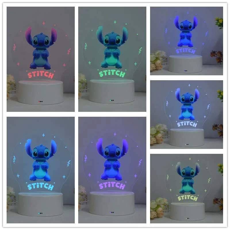 2023 New Product Stitch Comic Animation Anime 3D Acrylic Lamp Led Table Night Light Lighting Gift Set for Baby Kids Children