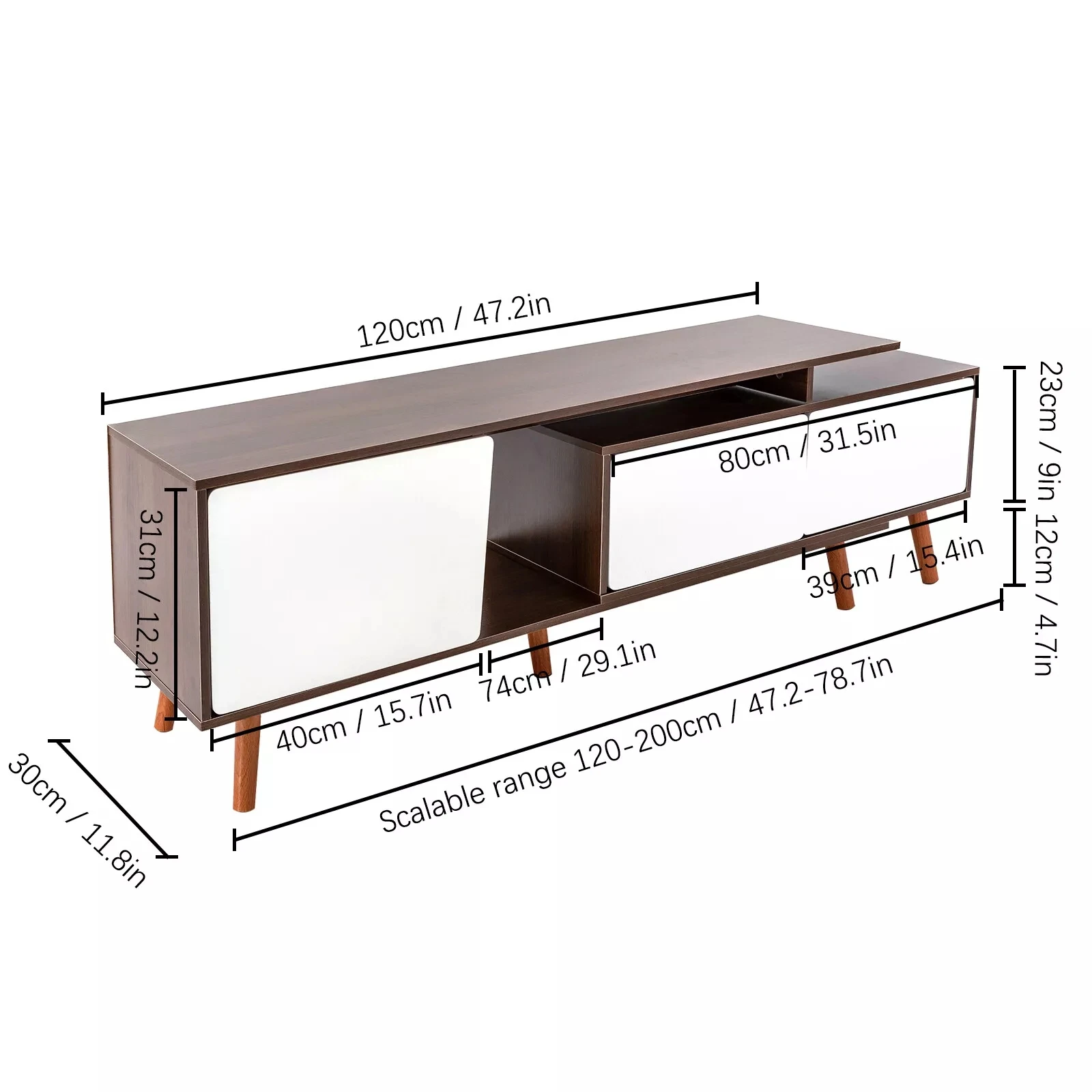 Modern TV Cabinet Stand Entertainment Unit Rack Expandable Storage Holder Shelf