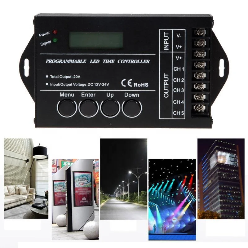 
BSOD LED Time Controller TC420 TC421 22Pack Time Programmable 5 CH output Led Strip Light Controller for aquariums, fish tank, 