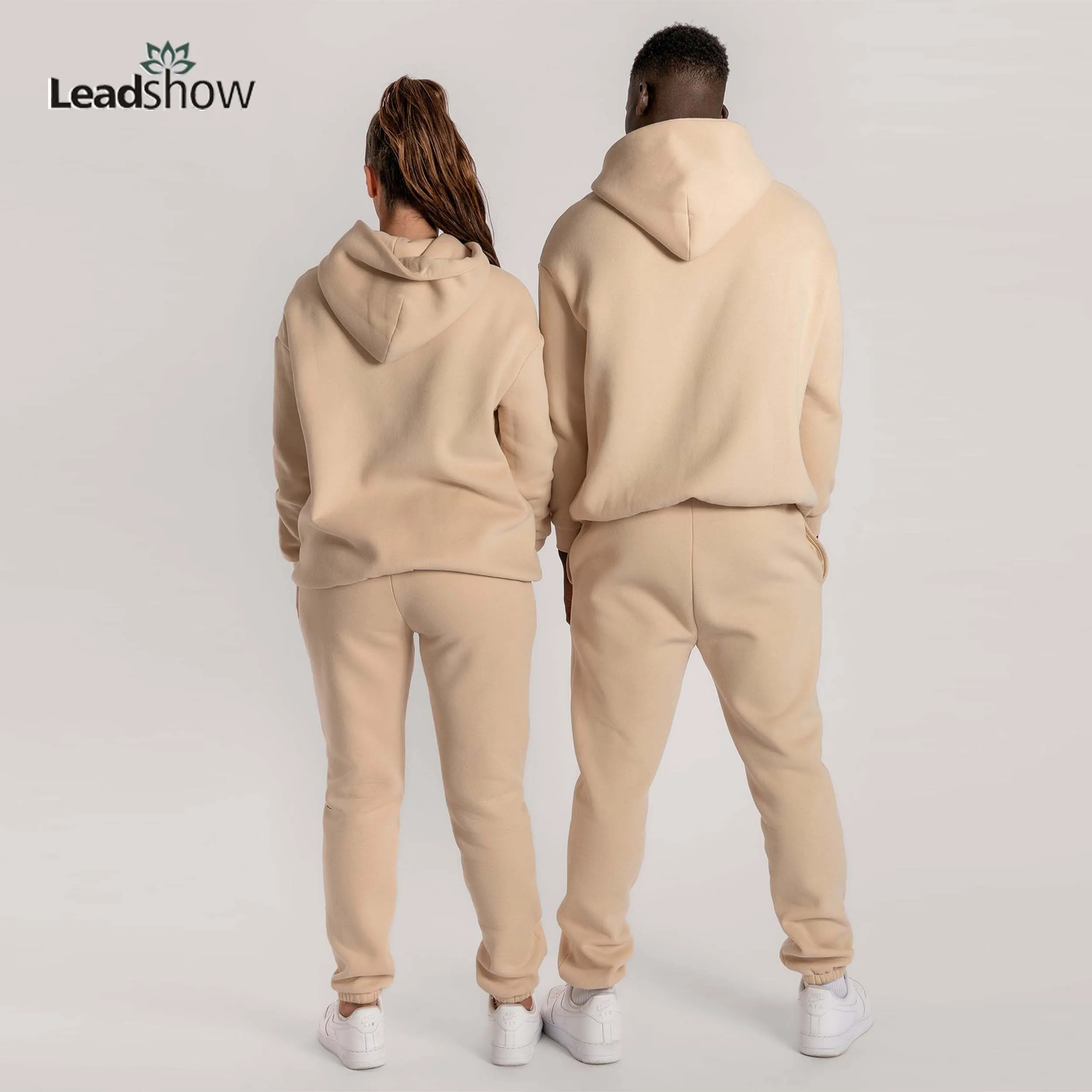 Wholesale Plain High Quality Heavyweight 100% Organic Cotton Blank Oversized Pullover Hoodies And Jogger Sweatpants Set Unisex