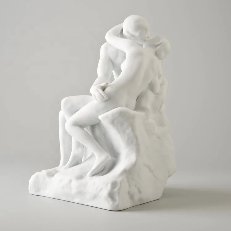 Life Size Nude Man and Woman Kissing Statue Life Size Hand Carved White Marble Figure Erotic Statues