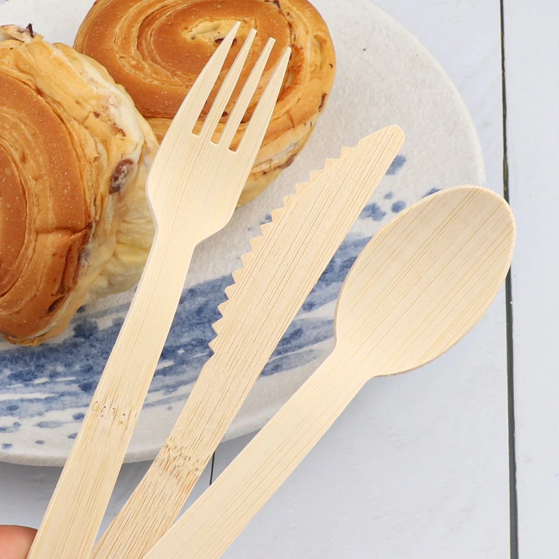 Natural environmental protection bamboo tableware set safe recyclable knife fork spoon set suitable for picnics
