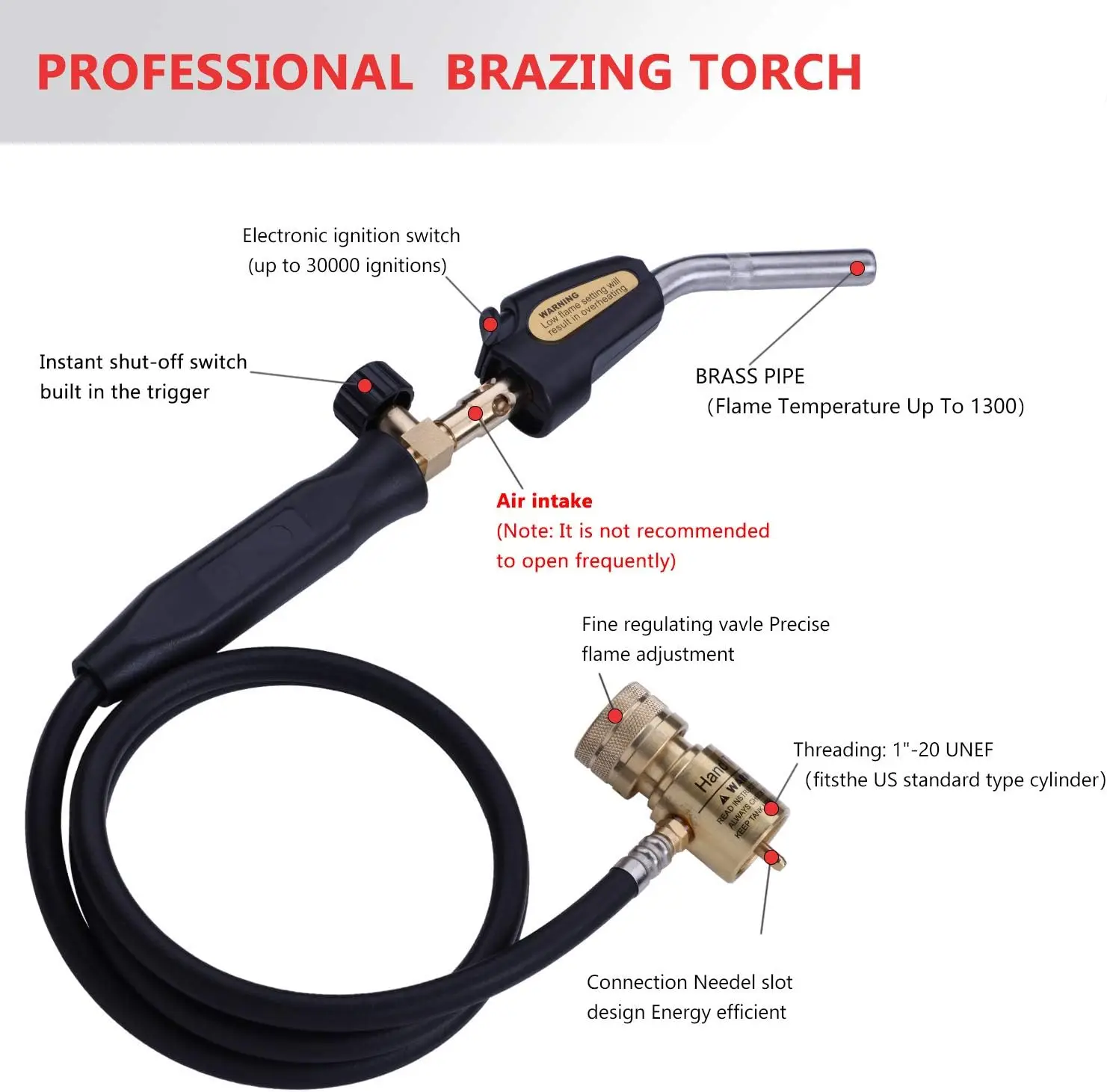 Propane Torch Welding Torch Mapp Gas Torch Hose Length 1.5M Maximum for Welding