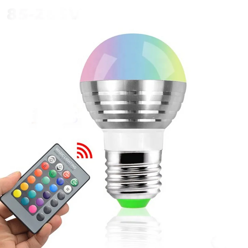 LED Lamp Color Change 3W led bulb remote control 16 color rgb led light bulbs e27