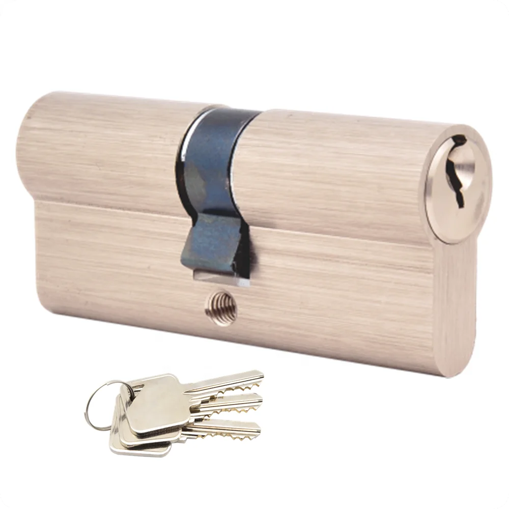 70mm Euro profile brass double key door cylinder for mortice lock in timber door