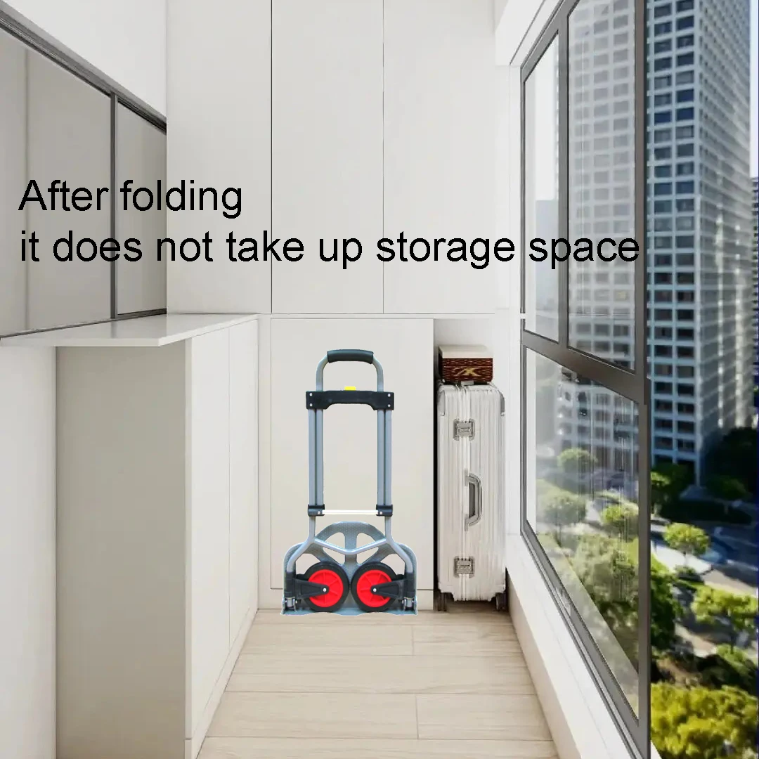 Portable Pull rod luggage cart folding buy food shopping trailer mute handling trolley