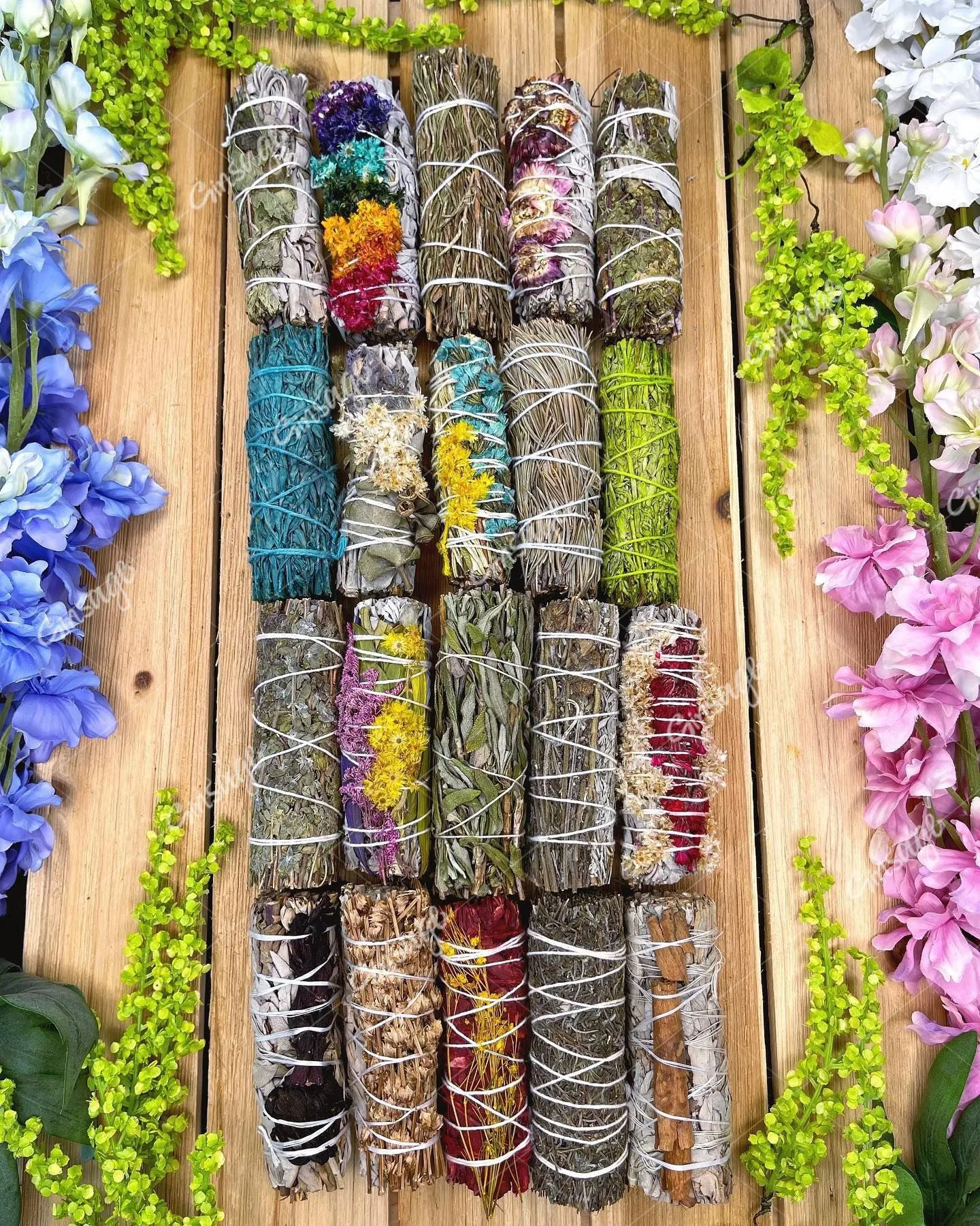 YML  factory wholesale  natural california white sage  smudge stick  bundle with different flower set meditation incense stick