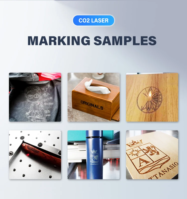 Small Co2 Galvo Nonmetal Laser Marking Machine for Acrylic Wood PU Leather Fabric
