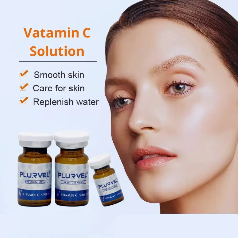 Hot Sale Wholesale Plurvel Organic Solution Peptide Skin Care Vc Hyaluronic Acid Anti Aging Vitamin C Solution Whitening Ampoule