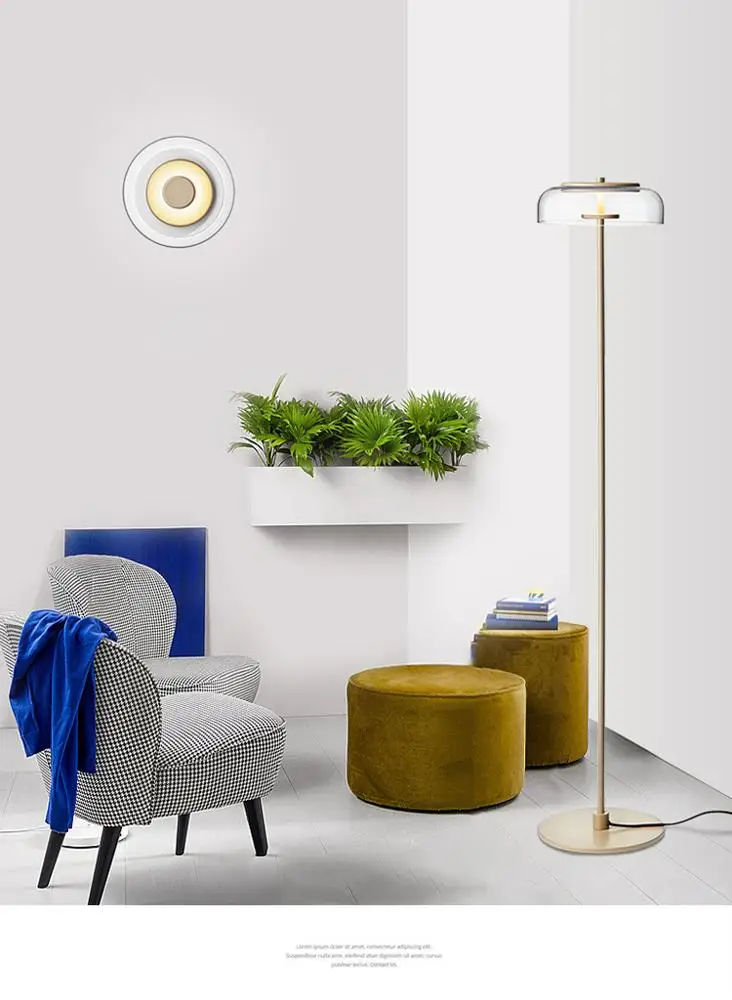 
Nordic creative glass living room wall lamp bedroom bedside sofa study designer model room wall lamp 