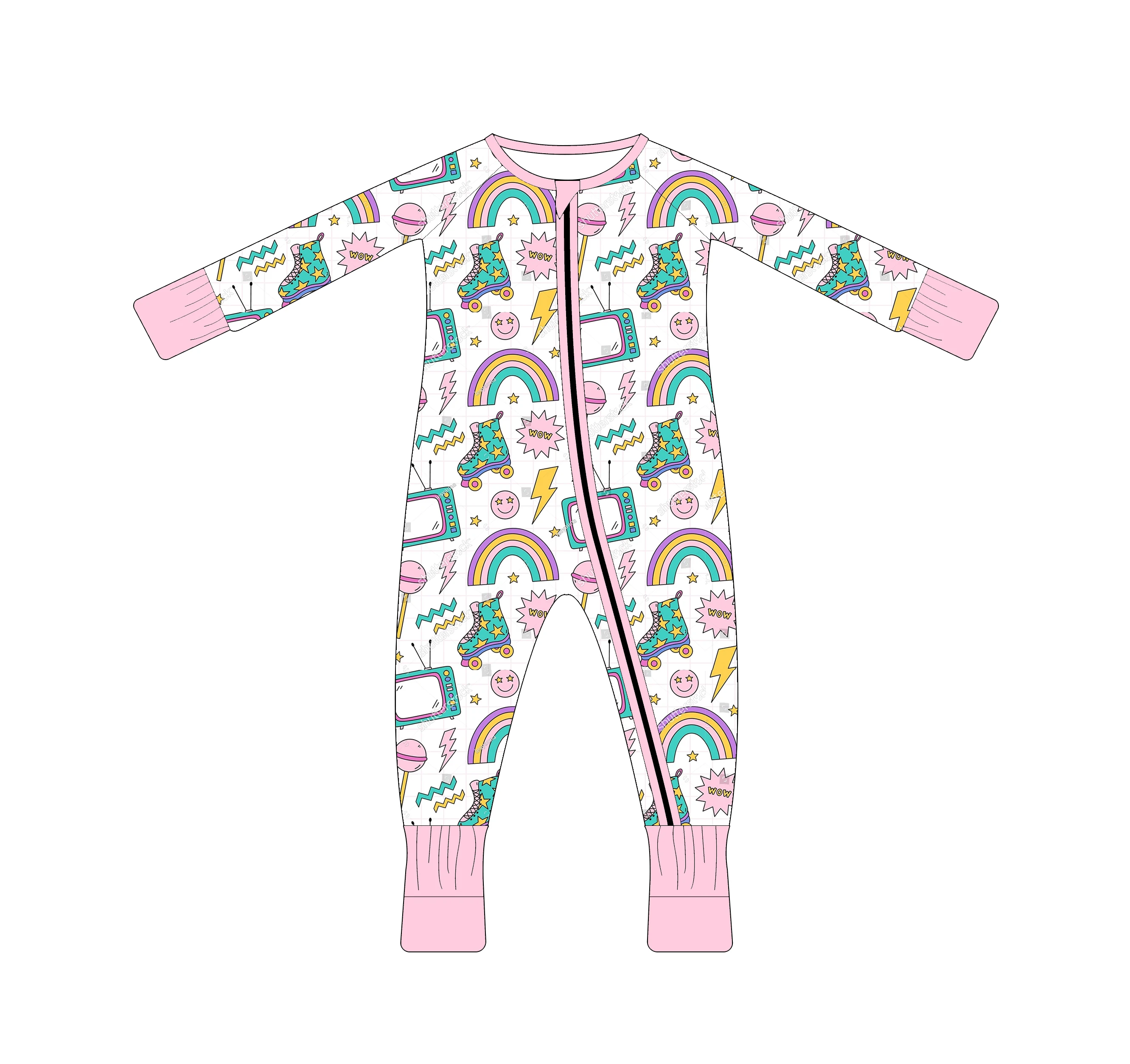 Bamboo Baby Clothes Custom Tag Baby Zipper Romper with Two Zipper Comfortable Soft Custom Urban Style Pajamas Baby Pajamas