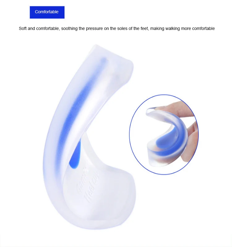 Invisible Comfortable Gel Heel Cup Transparent Shoe Pad Insole Foot Pain Relief Soft Shock Absorption