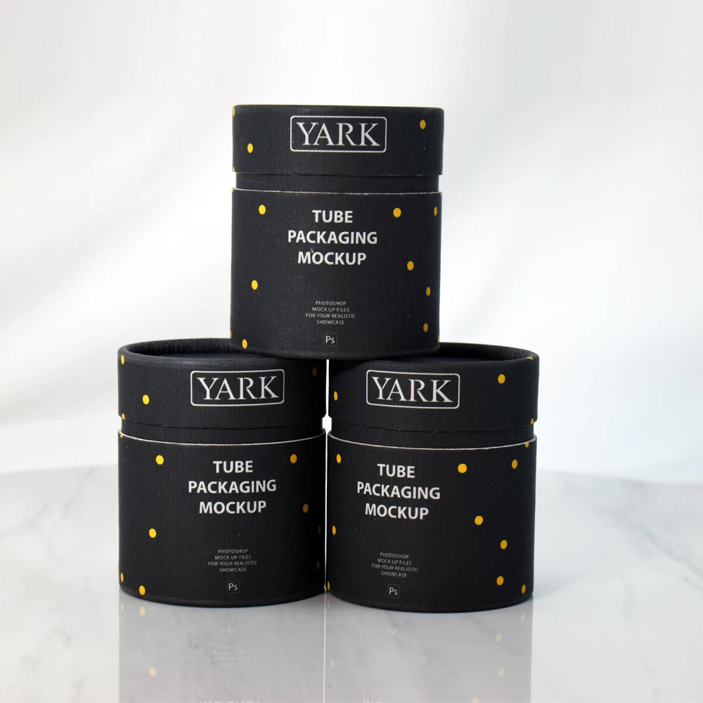 Custom Eco Friendly Black Cardboard Cylinder Tea Tube Packaging Box Recycled Custom Paper Tube Packaging