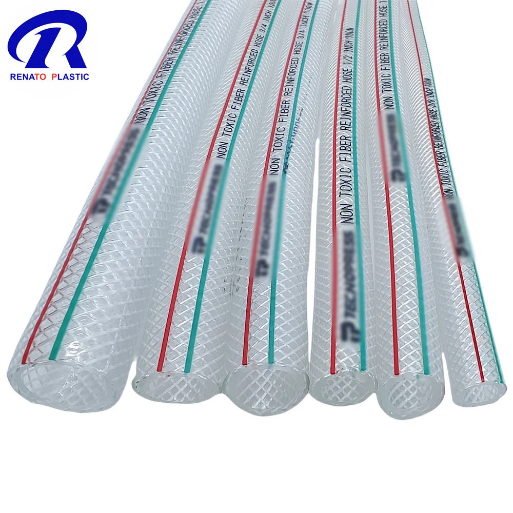 Flexible Fiber Reinforced Food Grade PVC Clear Hose Pipe Transparent 1/4 Vinyl Tubing For Water Discharge