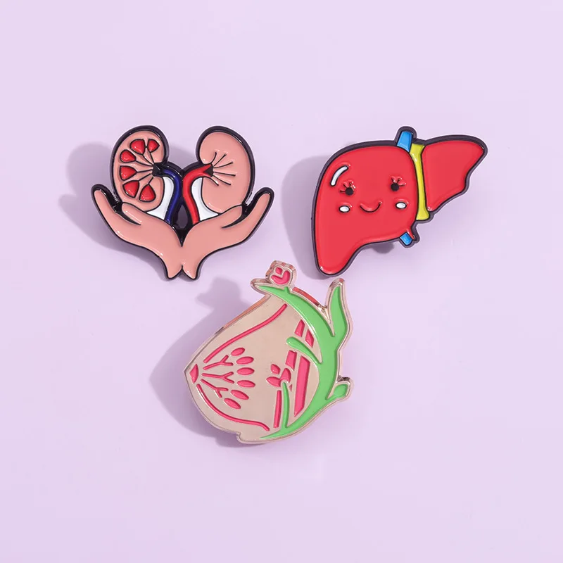 Stock New Medical Anatomy Art Human Lung Medicine Brooch Funny Enamel Pin Organ Brain Heart Decorative Pins