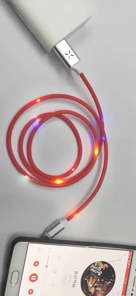 
Car use voice control charger sound led flowing usb data cable power supply data transfer usb cable type-c micro light ning 